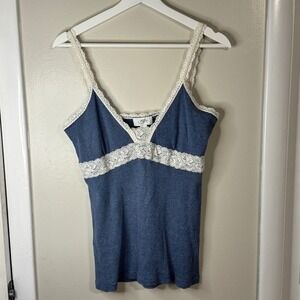 Vintage Ann‎ Taylor Loft Womens Lace Trim Cami Tank SZ L